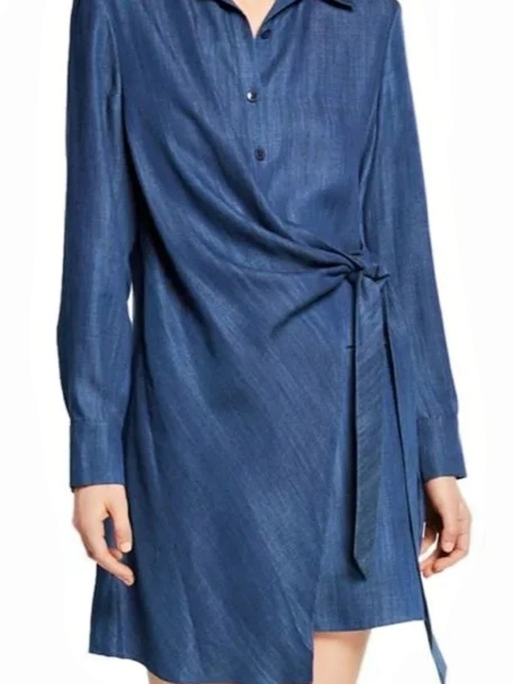 Tibi Chambray Drape Tunic Wrap Dress 10